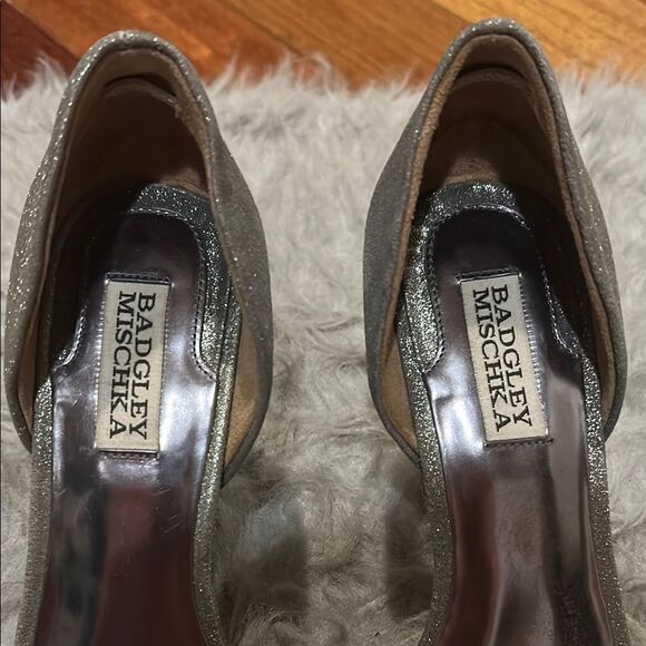 Badgley Mischka D’ Orsay Silver Embellished Heels - Picture 3 of 12